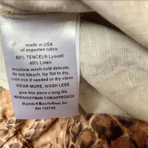 Mara Hoffman Valerie Snake Print Paperbag Waist Pants Size Small Neutral Linen - Picture 14 of 16